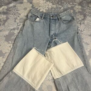 Ksubi Patchwork Straight Leg Jeans Light Wash Y2K Distressed Denim Size 25